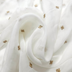 Dyeable Organza Fabric with Gold Sequin Work