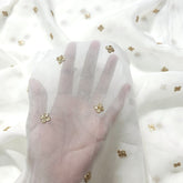 Dyeable Organza Fabric with Gold Sequin Work