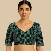 Jhilmil Forest Green Color Blouse with Sweetheart Neckline