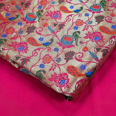 Kamalini Paithani Brocade Fuchsia Pink Silk Fabric