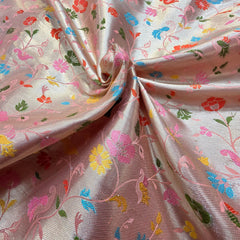 Pink Paithani Brocade Silk Fabric