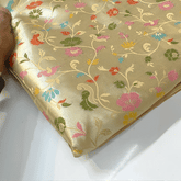 Pastel Yellow Paithani Brocade Silk Fabric