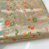 Pastel Yellow Paithani Brocade Silk Fabric