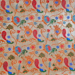 Kamalini Paithani Brocade Orange Silk Fabric
