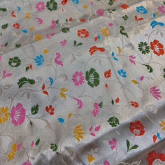 Light Gold Zari Paithani Brocade Silk Fabric