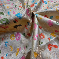 Light Gold Zari Paithani Brocade Silk Fabric