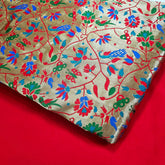 Manjari Paithani Brocade Crimson Red Silk Fabric