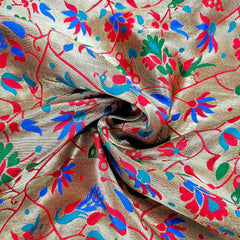 Manjari Paithani Brocade Crimson Red Silk Fabric