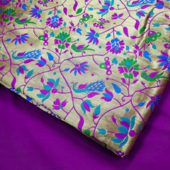 Manjari Paithani Brocade Violet Silk Fabric