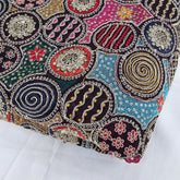 Shangaar Dark Purple Georgette Embroidered Multi-Color Sequins Fabric