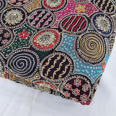 Shangaar Dark Purple Georgette Embroidered Multi-Color Sequins Fabric