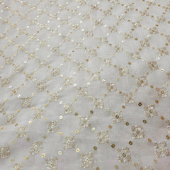 Sringhar Embroidered Dyeable Georgette Fabric with Sequin in Checkered Pattern