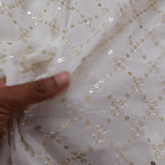 Sringhar Embroidered Dyeable Georgette Fabric with Sequin in Checkered Pattern