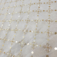 Sringhar Embroidered Dyeable Georgette Fabric with Sequin in Checkered Pattern