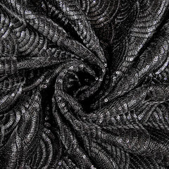 Sringhar Black Light-in Weight Full Sequins Georgette Fabric