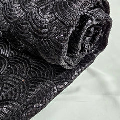 Sringhar Black Light-in Weight Full Sequins Georgette Fabric