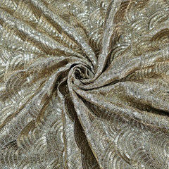 Sringhar Golden Light-in Weight Full Sequins Georgette Fabric