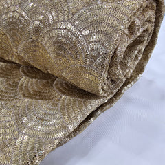 Sringhar Golden Light-in Weight Full Sequins Georgette Fabric