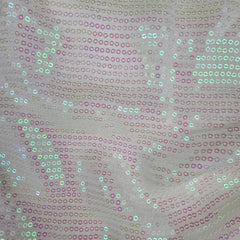 Ruhani White Georgette Embroidered Fabric with Rainbow Sequins