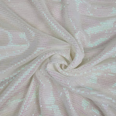 Ruhani White Georgette Embroidered Fabric with Rainbow Sequins