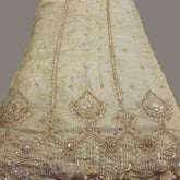 Dyeable Shimmer Tissue Fabric with Vertical Lines Sequin, Zari & Mirror Highlights with Floral Heavy work Border