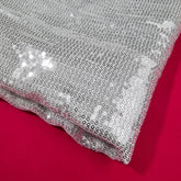 Ruhani White Georgette Embroidered Fabric with Silver Sequins