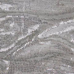 Ruhani White Georgette Embroidered Fabric with Silver Sequins