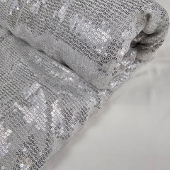 Ruhani White Georgette Embroidered Fabric with Silver Sequins