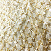 Gold Sequin Embroidered Shimmer Tissue Dyeable Fabric with Floral Motif and Zari Work