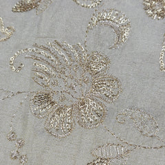 Gold Sequin Embroidered Shimmer Tissue Dyeable Fabric with Floral Motif and Zari Work