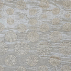 Gold Embroidered Shimmer Tissue Dyeable Fabric with Circle Motif
