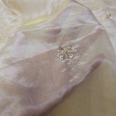 Dyeable Shimmer Tissue Fabric with Sequin Butta & White Cutdana Work