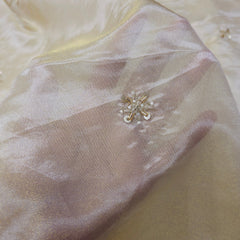 Dyeable Shimmer Tissue Fabric with Sequin Butta & White Cutdana Work