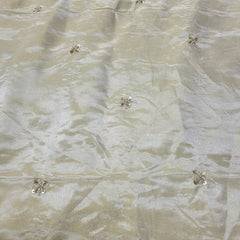 Dyeable Shimmer Tissue Fabric with Sequin Butta & White Cutdana Work