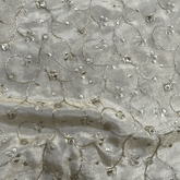 Embroiddered Dyeable Shimmer Tissue Fabric with Floral Vine pattern
