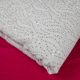 Embroidered Georgette Dyeable Fabric with Floral thread work and Handwork