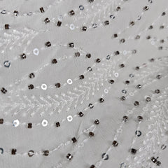 Embroidered Georgette Dyeable Fabric with Floral thread work and Handwork