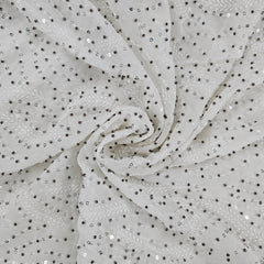 Embroidered Georgette Dyeable Fabric with Floral thread work and Handwork