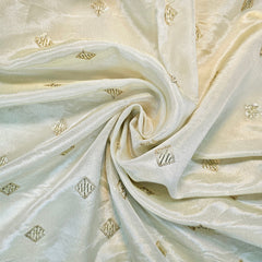 Embroidered Dyeable Shimmer Tissue Fabric with Square Sequin and Zari Work