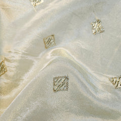 Embroidered Dyeable Shimmer Tissue Fabric with Square Sequin and Zari Work