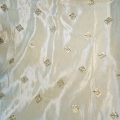 Embroidered Dyeable Shimmer Tissue Fabric with Square Sequin and Zari Work