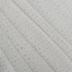 Embroidered Georgette Dyeable Fabric with Gold Zigzag Sequin Pattern