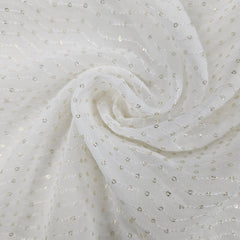 Embroidered Georgette Dyeable Fabric with Gold Zigzag Sequin Pattern