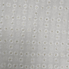 Embroidered Dyeable Georgette Fabric with Gold Sequin and Floral Grid patterned Resham Work