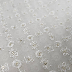 Embroidered Dyeable Georgette Fabric with Gold Sequin and Floral Grid patterned Resham Work