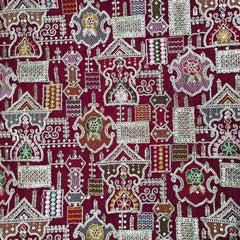 Purvi Maroon Wine Base Georgette Fabric with Intricate Multi-thread Embroidery, Sequins and Zari Work