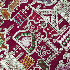 Purvi Maroon Wine Base Georgette Fabric with Intricate Multi-thread Embroidery, Sequins and Zari Work