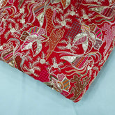 Purvi Scarlet Red Base Georgette Fabric with Intricate Multi-thread Embroidery, Sequins and Zari Work