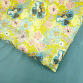 Riwaz Floral Yellow Base Embroidered Chinon Fabric