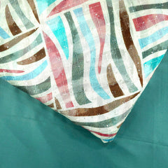 Riwaz Geometric White Base Embroidered Chinon Fabric